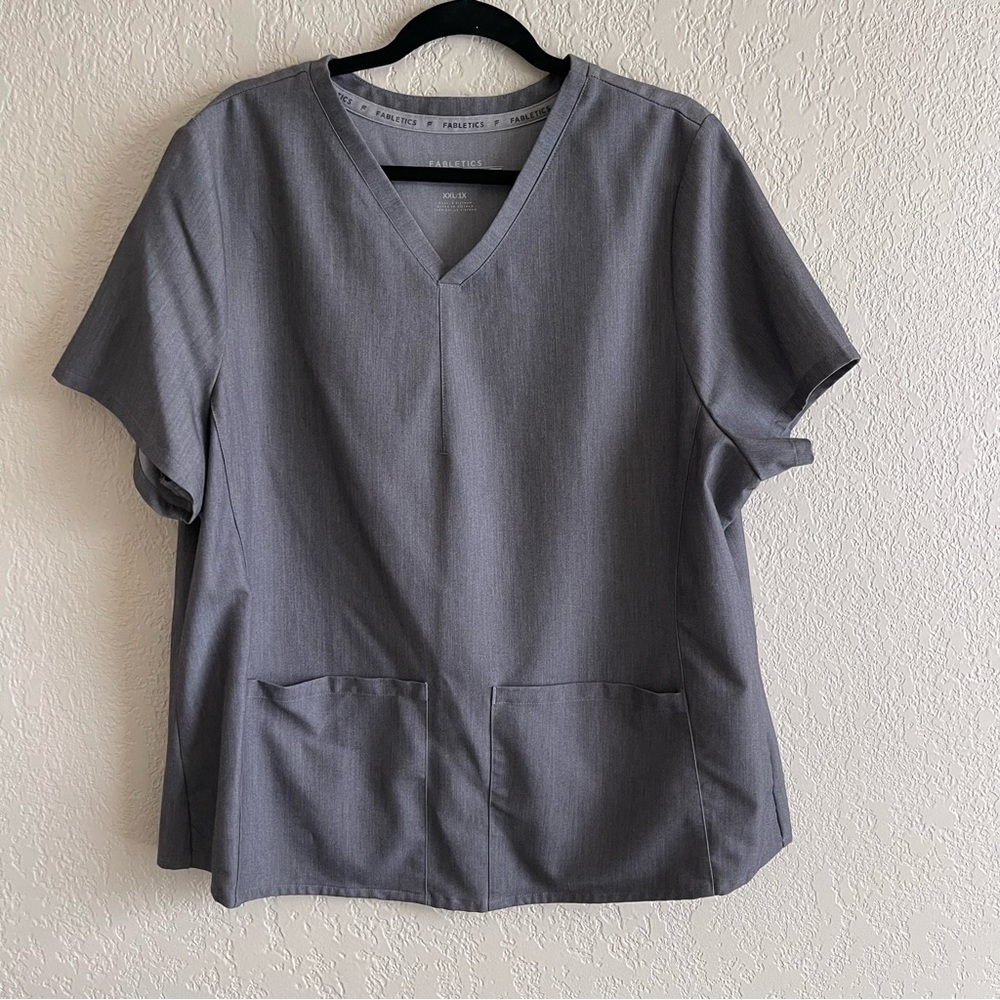 Fabletics Charcoal V-Neck Scrub Top